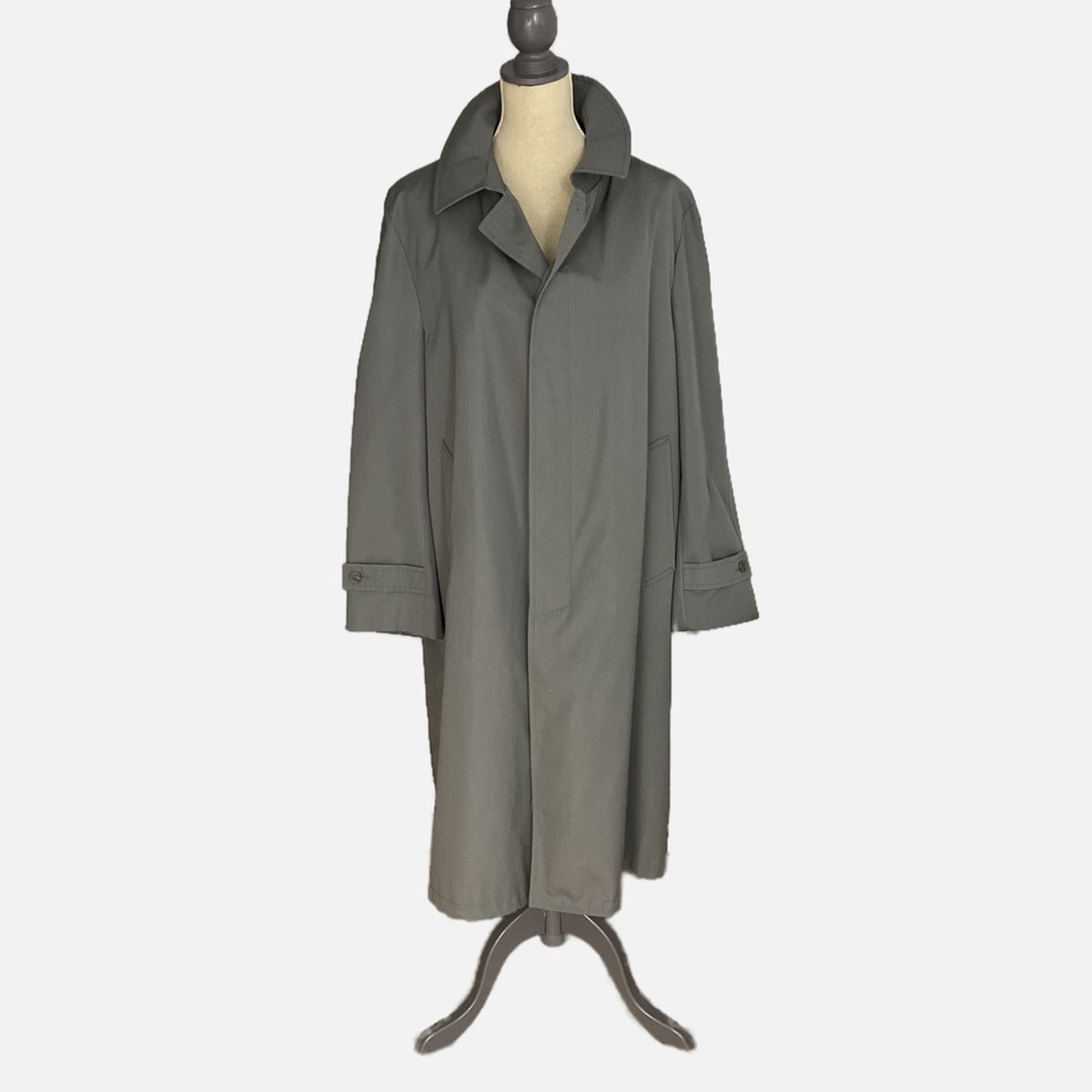 Vintage Moores Men's Trench Rain Coat Size 42 Regular Gray Removable Liner